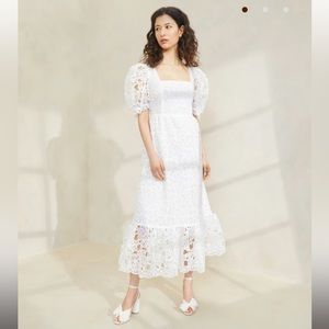 Loeffler Randall Addison Cream Puff-Sleeve Dress